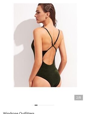 Olive Green One-Piece Swimsuit with Adjustable Crisscross Straps